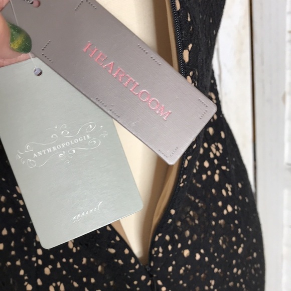 HEARTLOOM l Anthropologie Black Lace Topography Cocktail Dress Size Smal… - Picture 9 of 13